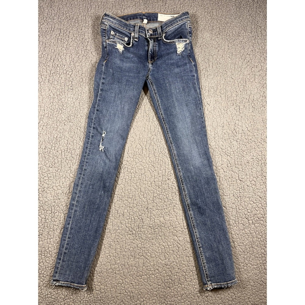 RAG & BONE  La Paz Blue Skinny Denim Distressed Jeans Pants Size 25 W1502K520LAP